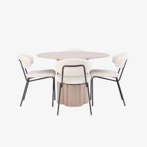 Venture Home – Matgrupp Olivia med 4st matstolar Chico – Brun – Matgrupp 4 personer – Från Homeroom