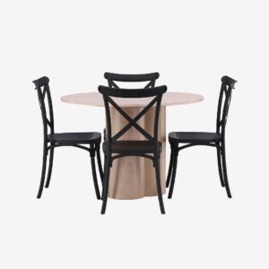 Venture Home – Matgrupp Olivia med 4st matstolar Crosett – Brun – Matgrupp 4 personer – Från Homeroom