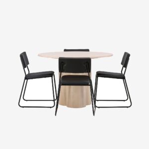 Venture Home – Matgrupp Olivia med 4st matstolar Kenth – Brun – Matgrupp 4 personer – Från Homeroom