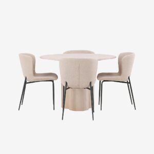 Venture Home – Matgrupp Olivia med 4st matstolar Modesto – Brun – Matgrupp 4 personer – Från Homeroom