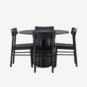 Venture Home – Matgrupp Olivia med 4st matstolar Montros – Svart – Matgrupp 4 personer – Från Homeroom