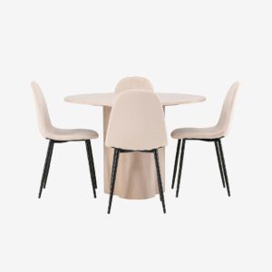 Venture Home – Matgrupp Olivia med 4st matstolar Polar – Brun – Matgrupp 4 personer – Från Homeroom