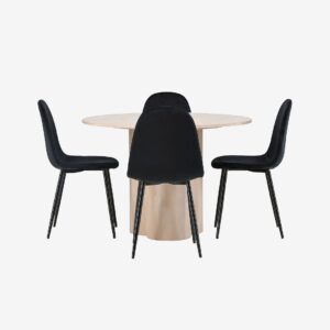 Venture Home – Matgrupp Olivia med 4st matstolar Polar – Brun – Matgrupp 4 personer – Från Homeroom