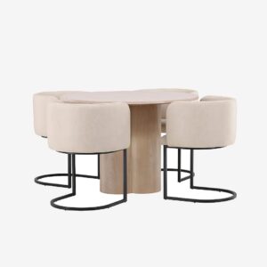 Venture Home – Matgrupp Olivia med 4st matstolar Simrishman – Brun – Matgrupp 4 personer – Från Homeroom