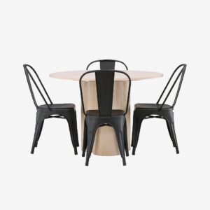 Venture Home – Matgrupp Olivia med 4st matstolar Tempe – Brun – Matgrupp 4 personer – Från Homeroom