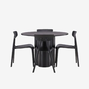 Venture Home – Matgrupp Olivia med 4st matstolar Ursholmen – Svart – Matgrupp 4 personer – Från Homeroom