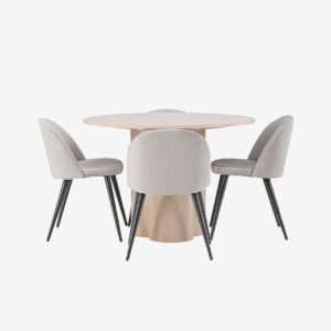 Venture Home – Matgrupp Olivia med 4st matstolar Velvet – Brun – Matgrupp 4 personer – Från Homeroom