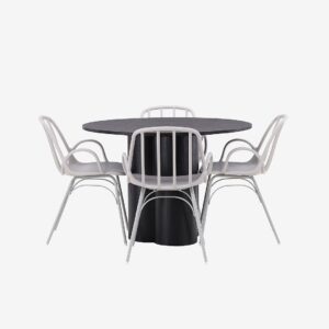 Venture Home – Matgrupp Olivia med 4st stolar Dyrön – Grå – Matgrupp 4 personer – Från Homeroom