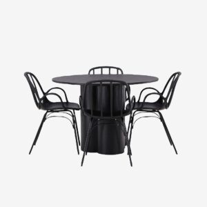 Venture Home – Matgrupp Olivia med 4st stolar Dyrön – Svart – Matgrupp 4 personer – Från Homeroom