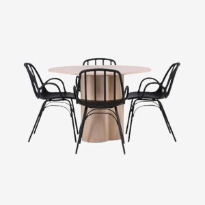 Venture Home – Matgrupp Olivia med 4st stolar Dyrön – Svart – Matgrupp 4 personer – Från Homeroom