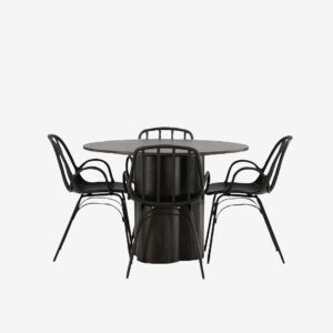 Venture Home – Matgrupp Olivia med 4st stolar Dyrön – Svart – Matgrupp 4 personer – Från Homeroom