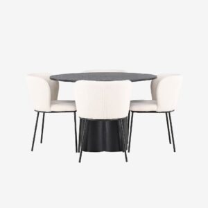 Venture Home – Matgrupp Olivia med 4st stolar Edina – Svart – Matgrupp 4 personer – Från Homeroom