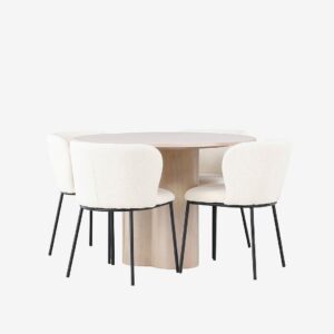 Venture Home – Matgrupp Olivia med 4st stolar Edina – Vit – Matgrupp 4 personer – Från Homeroom