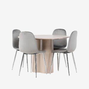 Venture Home – Matgrupp Olivia med 4st stolar Eva – Vit – Matgrupp 4 personer – Från Homeroom