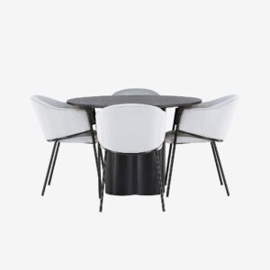 Venture Home – Matgrupp Olivia med 4st stolar Evelina – Svart – Matgrupp 4 personer – Från Homeroom