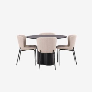 Venture Home – Matgrupp Olivia med 4st stolar Modesto – Svart – Matgrupp 4 personer – Från Homeroom