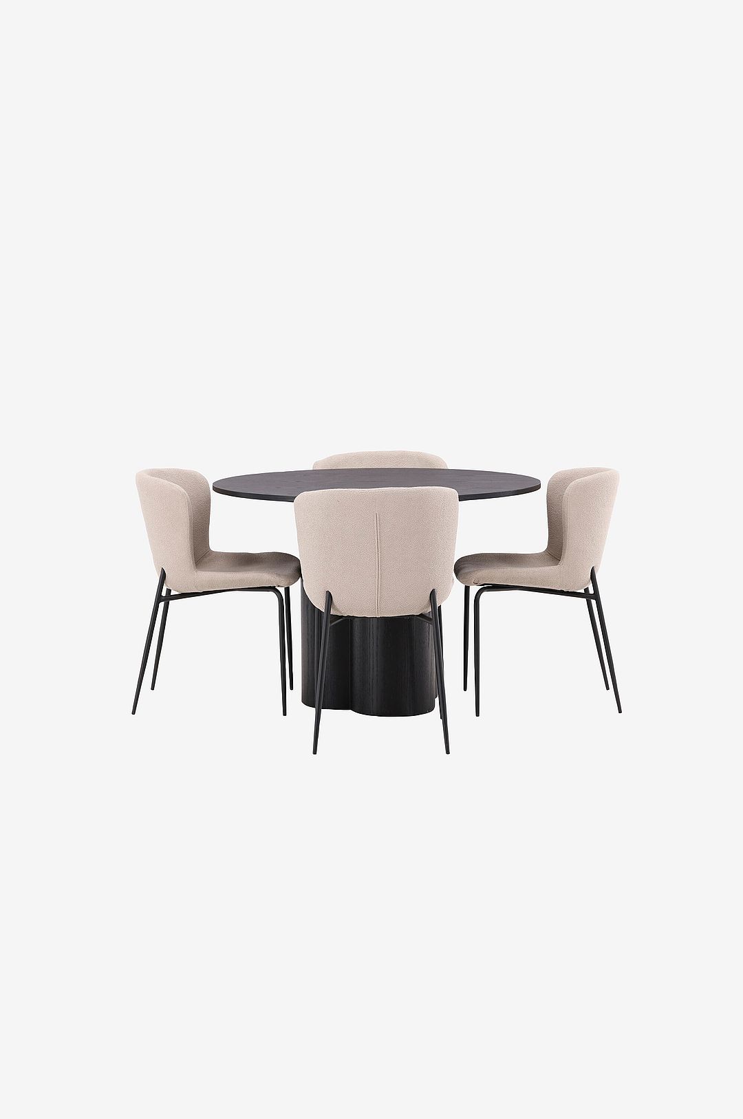 Venture Home – Matgrupp Olivia med 4st stolar Modesto – Svart – Matgrupp 4 personer – Från Homeroom