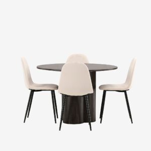 Venture Home – Matgrupp Olivia med 4st stolar Polar – Brun – Matgrupp 4 personer – Från Homeroom