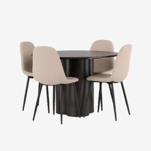 Venture Home – Matgrupp Olivia med 4st stolar Polar – Brun – Matgrupp 4 personer – Från Homeroom