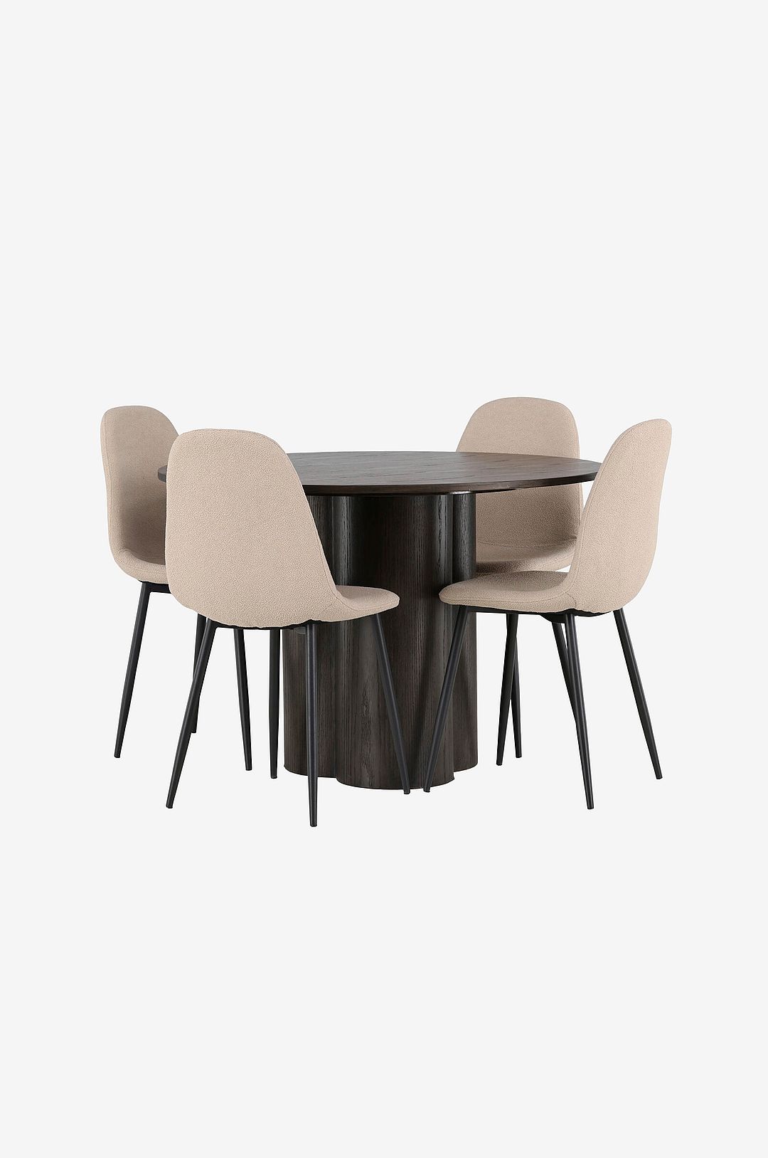 Venture Home – Matgrupp Olivia med 4st stolar Polar – Brun – Matgrupp 4 personer – Från Homeroom