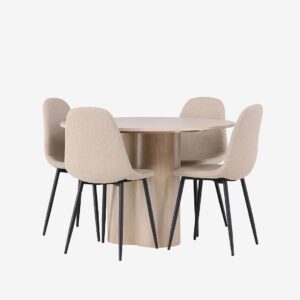 Venture Home – Matgrupp Olivia med 4st stolar Polar – Vit – Matgrupp 4 personer – Från Homeroom