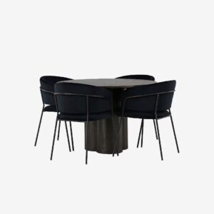 Venture Home – Matgrupp Olivia med 4st stolar Selma – Brun – Matgrupp 4 personer – Från Homeroom