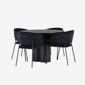 Venture Home – Matgrupp Olivia med 4st stolar Selma – Svart – Matgrupp 4 personer – Från Homeroom