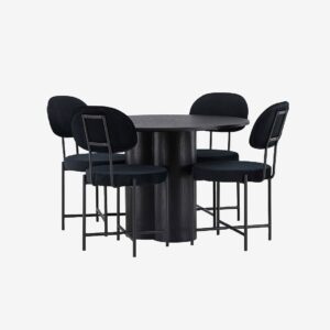 Venture Home – Matgrupp Olivia med 4st stolar Stella – Svart – Matgrupp 4 personer – Från Homeroom