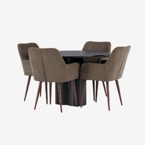 Venture Home – Matgrupp Olivia med 4st stolar Tomorrow – Svart – Matgrupp 4 personer – Från Homeroom