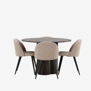 Venture Home – Matgrupp Olivia med 4st stolar Velvet – Brun – Matgrupp 4 personer – Från Homeroom