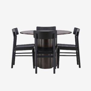 Venture Home – Matgrupp Olivia och stolar Montros – Svart – Matgrupp 4 personer – Från Homeroom