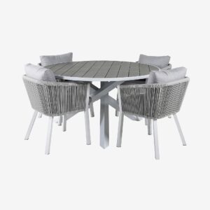 Venture Home – Matgrupp Parma med 4st matstolar Virya – Grå – Matgrupper – Från Homeroom