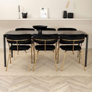 Venture Home – Matgrupp Pelle med 6 st matstolar Arrow – Svart – Matgrupp 6 personer – Från Homeroom