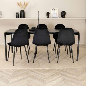 Venture Home – Matgrupp Pelle med 6 st matstolar Polar – Svart – Matgrupp 6 personer – Från Homeroom