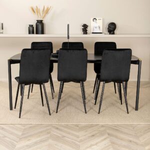 Venture Home – Matgrupp Pelle med 6 st matstolar Windu Lyx – Svart – Matgrupp 6 personer – Från Homeroom