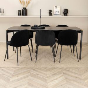 Venture Home – Matgrupp Pelle med 6 st matstolar Wrinkles – Svart – Matgrupp 6 personer – Från Homeroom