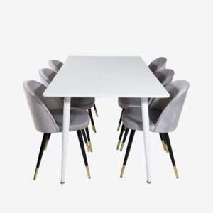 Venture Home – Matgrupp Penally med 6st matstolar Valleta – Vit – Matgrupp 6 personer – Från Homeroom