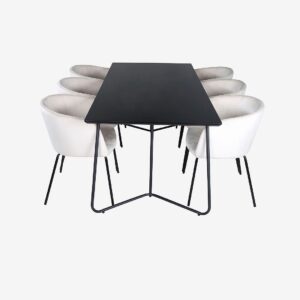 Venture Home – Matgrupp Petra med 6 st matstolar Berit – Svart – Matgrupp 6 personer – Från Homeroom