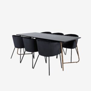 Venture Home – Matgrupp Petra med 6 st matstolar Berit – Svart – Matgrupp 6 personer – Från Homeroom