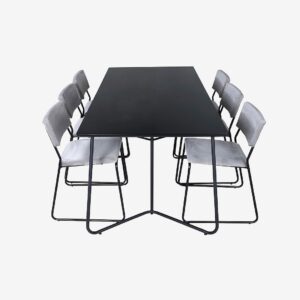 Venture Home – Matgrupp Petra med 6 st matstolar Kenth – Svart – Matgrupp 6 personer – Från Homeroom