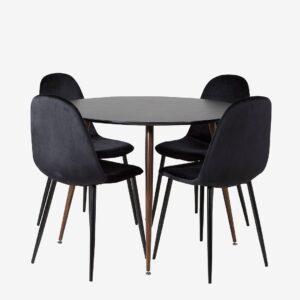 Venture Home – Matgrupp Pia inkl 4st matstolar Penally – Svart – Matgrupp 4 personer – Från Homeroom