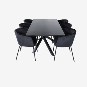 Venture Home – Matgrupp Piazza med 6 st matstolar Berit – Svart – Matgrupp 6 personer – Från Homeroom