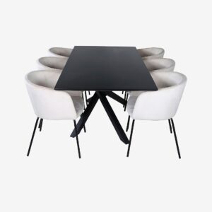 Venture Home – Matgrupp Piazza med 6 st matstolar Berit – Svart – Matgrupp 6 personer – Från Homeroom