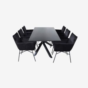 Venture Home – Matgrupp Piazza med 6 st matstolar Petra – Svart – Matgrupp 6 personer – Från Homeroom