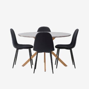 Venture Home – Matgrupp Piazza och stolarna Polar – Svart – Matgrupp 4 personer – Från Homeroom