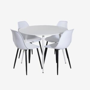 Venture Home – Matgrupp Plaza med 4 st matstolar Polar – Vit – Matgrupp 4 personer – Från Homeroom