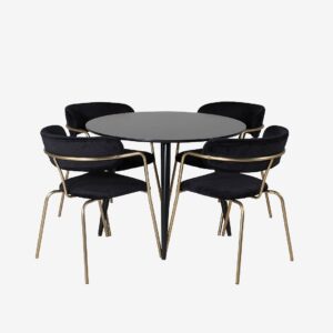Venture Home – Matgrupp Plaza med 4 stolar Arrow – Svart – Matgrupp 4 personer – Från Homeroom