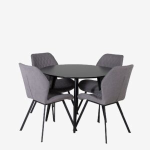 Venture Home – Matgrupp Plaza med 4 stolar Gemma – Svart – Matgrupp 4 personer – Från Homeroom