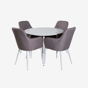 Venture Home - Matgrupp Plaza med 4 stolar Komfort - Vit - Matgrupp 4 personer - Från Homeroom