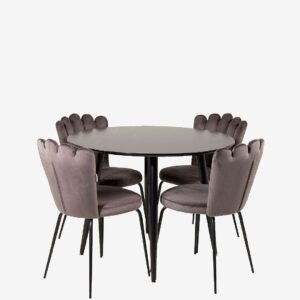 Venture Home – Matgrupp Plaza med 4 stolar Limhamn – Svart – Matgrupp 4 personer – Från Homeroom